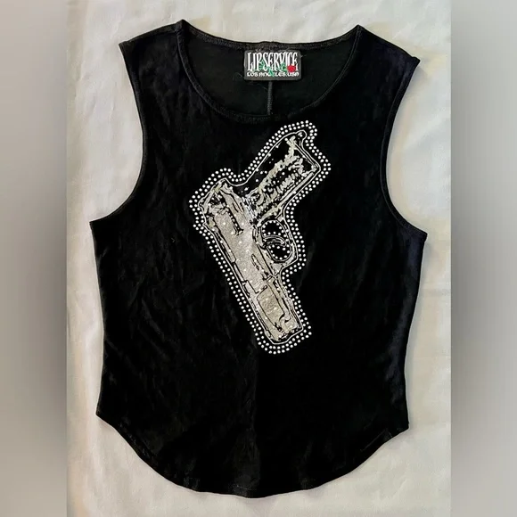 NWOT Lip Service Black Mesh Gun Tank - Picture 1 of 4